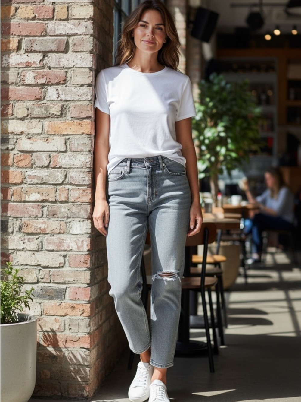 River Island Luxe Collection Distressed Tapered Jeans – Size 6